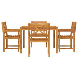 Berkfield Garden Dining Set 5 Pcs Brown Solid Acacia Wood - thumbnail 7