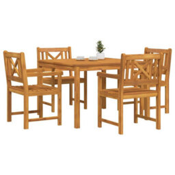 Berkfield Garden Dining Set 5 Pcs Brown Solid Acacia Wood - thumbnail 3