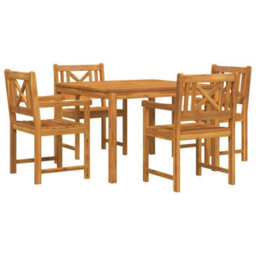 Berkfield Garden Dining Set 5 Pcs Brown Solid Acacia Wood - thumbnail 2