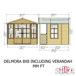 Shire Delmora 8X6 Summerhouse Inc Verandah - thumbnail 9