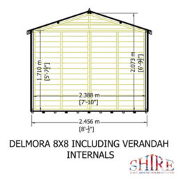 Shire Delmora 8X6 Summerhouse Inc Verandah - thumbnail 8