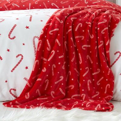 Catherine Lansfield Christmas Candy Cane Fleece Blanket Throw - image 1