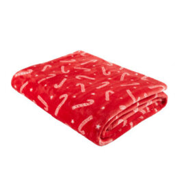 Catherine Lansfield Christmas Candy Cane Fleece Blanket Throw - thumbnail 3