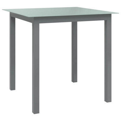 Berkfield Garden Table Light Grey 80X80X74 Cm Aluminium And Glass - image 1