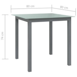 Berkfield Garden Table Light Grey 80X80X74 Cm Aluminium And Glass - thumbnail 5