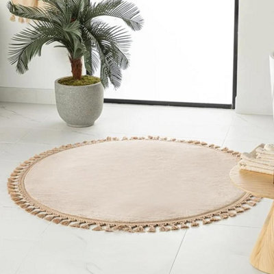 Mega Merchant Area Rugs Living Room Washable Area Rugs English Home 120 Cm Carpet, Beige