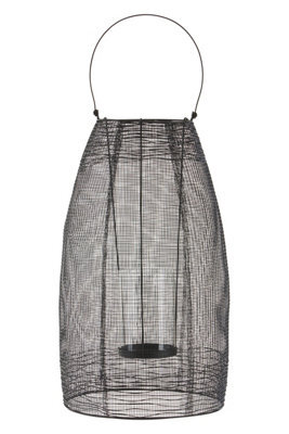 Orsina Large Black Lantern, Iron Wireframe Black Candle Holder, Indoor & Outdoor Glass Shade Candle Holder - image 1