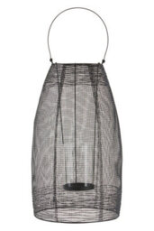 Orsina Large Black Lantern, Iron Wireframe Black Candle Holder, Indoor & Outdoor Glass Shade Candle Holder - thumbnail 6