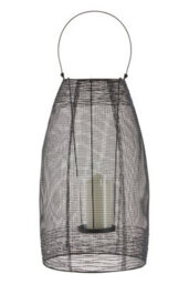 Orsina Large Black Lantern, Iron Wireframe Black Candle Holder, Indoor & Outdoor Glass Shade Candle Holder - thumbnail 3