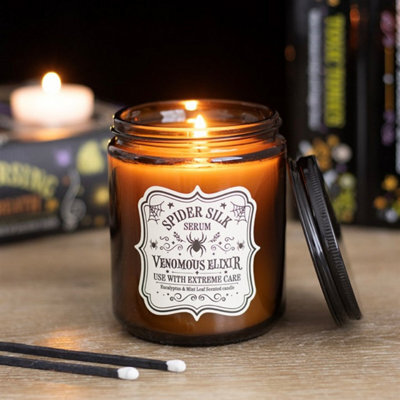 Spider Silk Serum Eucalyptus & Mint Candle Halloween Apothecary Jar - image 1
