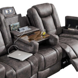 Furnishings For Less UK Juniper Electric Recliner 3 Seater With Usb Cup Holders Grey - thumbnail 3