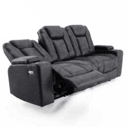Furnishings For Less UK Juniper Electric Recliner 3 Seater With Usb Cup Holders Grey - thumbnail 2