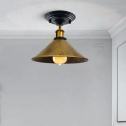 Vintage Ceiling Light Semi Flush Mount With Metal Cone Shade E27 Holder For Bedroom Livingroom Diningroom - thumbnail 6