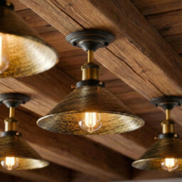 Vintage Ceiling Light Semi Flush Mount With Metal Cone Shade E27 Holder For Bedroom Livingroom Diningroom - thumbnail 5