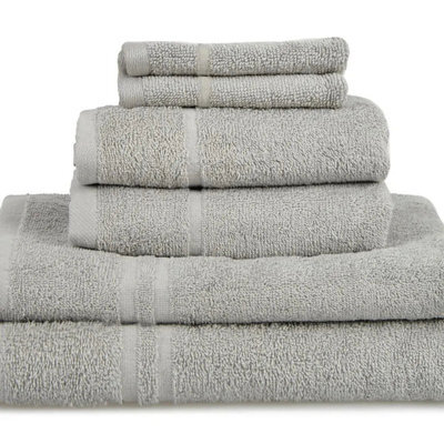 Essentials 6Pk Ribbon Tied Towel Bale - Silver Grey