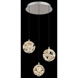 Luminosa Lighting Luminosa Virina Cluster Pendant Ceiling Light Chrome K9 Crystals 3X Led 3000K - thumbnail 4