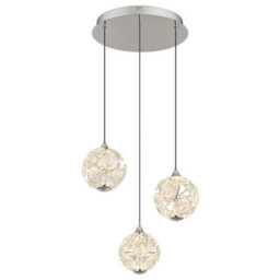 Luminosa Lighting Luminosa Virina Cluster Pendant Ceiling Light Chrome K9 Crystals 3X Led 3000K