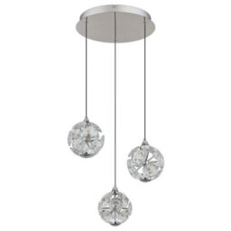 Luminosa Lighting Luminosa Virina Cluster Pendant Ceiling Light Chrome K9 Crystals 3X Led 3000K - thumbnail 2