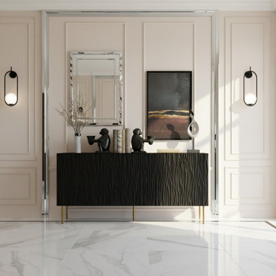 Jungle 152Cm Modern Sideboard Black And Gold Cabinet With Metal Legs And Push To Open System - image 1