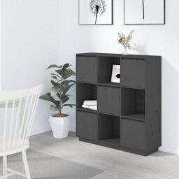 Berkfield Highboard Grey 110.5X35X117 Cm Solid Wood Pine - thumbnail 1