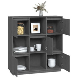 Berkfield Highboard Grey 110.5X35X117 Cm Solid Wood Pine - thumbnail 8