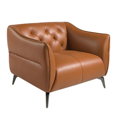 Angel Cerda Elegant Chester Armchair In Brown Leather - Modern Design For Comfort - image 1