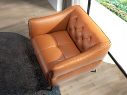 Angel Cerda Elegant Chester Armchair In Brown Leather - Modern Design For Comfort - thumbnail 5
