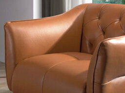 Angel Cerda Elegant Chester Armchair In Brown Leather - Modern Design For Comfort - thumbnail 4