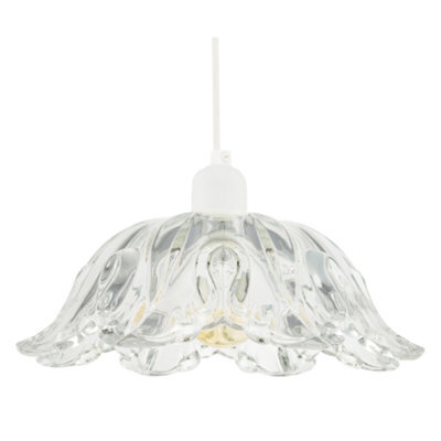 Happy Homewares Modern Scallop Rimmed Moulded Clear Glass Pendant Ceiling Light Shade - image 1