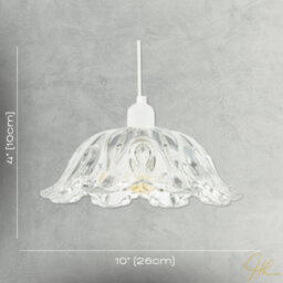 Happy Homewares Modern Scallop Rimmed Moulded Clear Glass Pendant Ceiling Light Shade - thumbnail 7