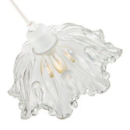 Happy Homewares Modern Scallop Rimmed Moulded Clear Glass Pendant Ceiling Light Shade - thumbnail 3