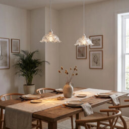 Happy Homewares Modern Scallop Rimmed Moulded Clear Glass Pendant Ceiling Light Shade - thumbnail 6