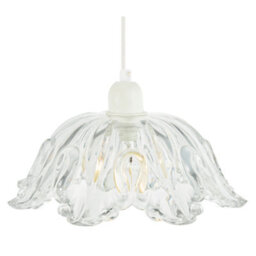 Happy Homewares Modern Scallop Rimmed Moulded Clear Glass Pendant Ceiling Light Shade - thumbnail 5