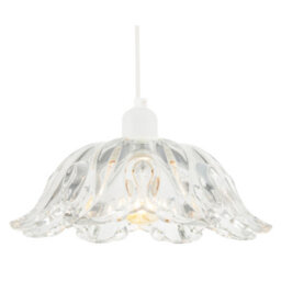 Happy Homewares Modern Scallop Rimmed Moulded Clear Glass Pendant Ceiling Light Shade - thumbnail 2