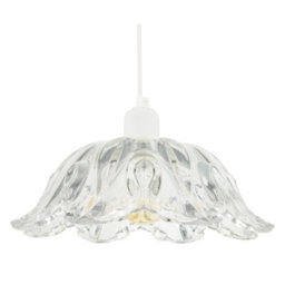 Happy Homewares Modern Scallop Rimmed Moulded Clear Glass Pendant Ceiling Light Shade
