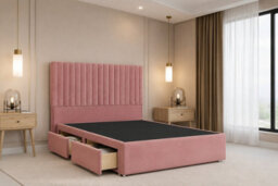 "Nexus Amalfi Plush Divan, Pink, 54"" Headboard, 4 Drawers, Open Coil Mattress, King" - thumbnail 4