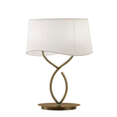 Luminosa Lighting Luminosa Ninette Table Lamp 2 Light E14 Large, Antique Brass With Ivory White Shade - image 1