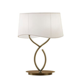 Luminosa Lighting Luminosa Ninette Table Lamp 2 Light E14 Large, Antique Brass With Ivory White Shade