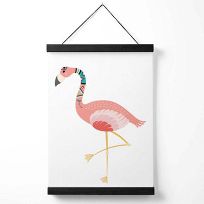 Artze Wall Art Flamingo Tribal Animal Art Print With Black Frame Size: A4 - image 1