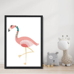 Artze Wall Art Flamingo Tribal Animal Art Print With Black Frame Size: A4 - thumbnail 2