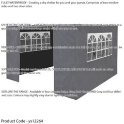 Loops Side Walls Door & Windows For 2X2M Pop-Up Gazebo - Grey - Garden Party Tent - thumbnail 2