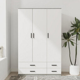 Urbn-Living Urbnliving 180Cm Height White 3 Door 4 Drawer Wardrobe Storage Shelf Modern Bedroom Ash Grey Furniture - thumbnail 2