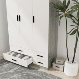 Urbn-Living Urbnliving 180Cm Height White 3 Door 4 Drawer Wardrobe Storage Shelf Modern Bedroom Ash Grey Furniture - thumbnail 4