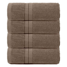 Ohs 4 Pack Of 100% Cotton Hand Towel, 50 X 80Cm - Mocha - thumbnail 1