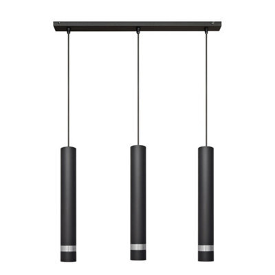 Luminosa Lighting Luminosa Tuba Straight Bar Pendant Ceiling Light Black, Chrome 60Cm - image 1