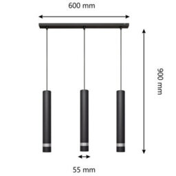 Luminosa Lighting Luminosa Tuba Straight Bar Pendant Ceiling Light Black, Chrome 60Cm - thumbnail 2