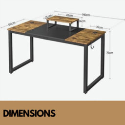 Rafaelo Mobilia Industrial Writing Desk With Moveable Monitor Mount - thumbnail 5