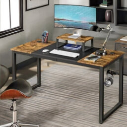 Rafaelo Mobilia Industrial Writing Desk With Moveable Monitor Mount - thumbnail 2