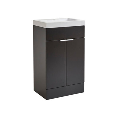 Homestylestore 502mm Black Grey Floorstanding Bathroom Vanity Unit And Chrome Finger Pull Handle - image 1