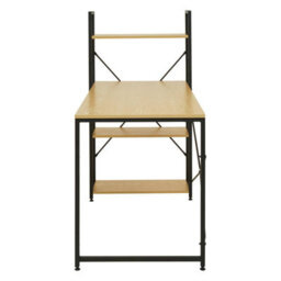Orsina  Light Yellow Desk With Black Metal Frame And Shelves,shelf Unit With Open Frame Structure,ideal For Office - thumbnail 4
